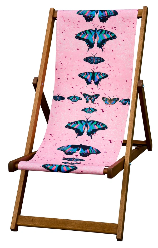  Psychedelic Butterfly On Pink Deckchair